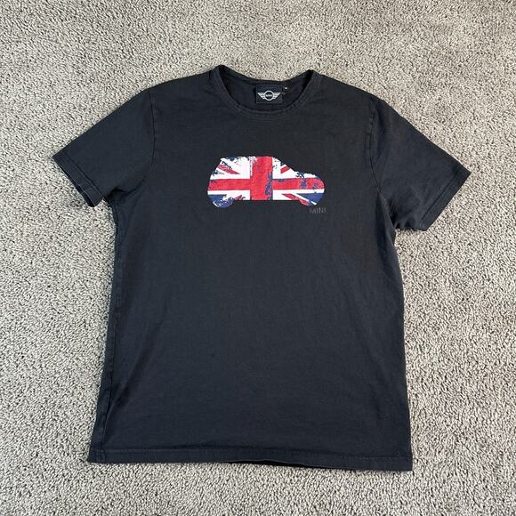 Mini Cooper Shirt Mens Medium Black Blue Union Jack Logo Short Sleeve READ - Picture 1 of 13